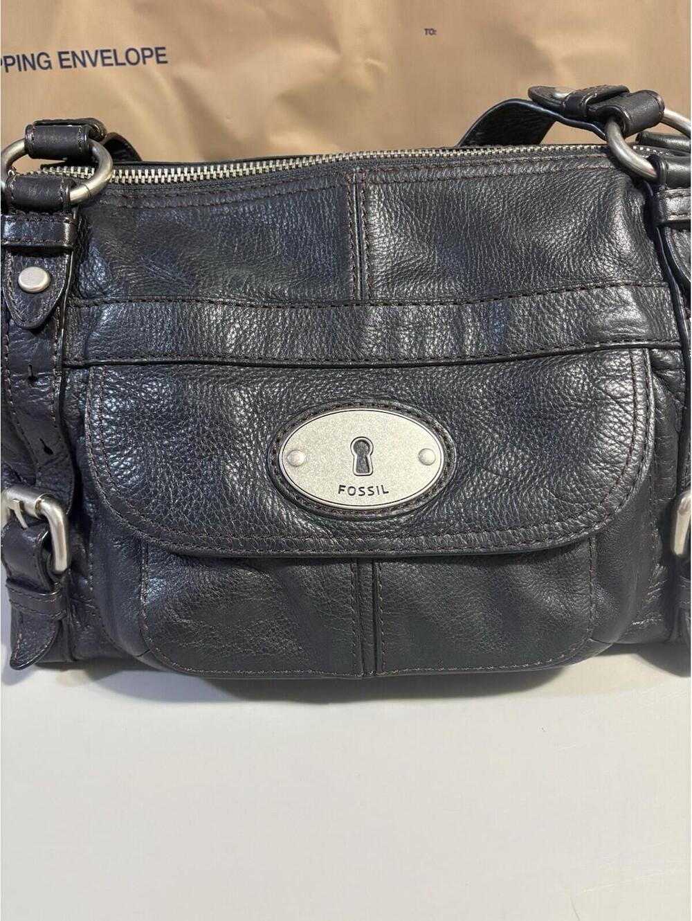 FOSSIL LONG LIVE VINTAGE BLACK LEATHER Shoulder Bag. Lots Of Space - Picture 2 of 16